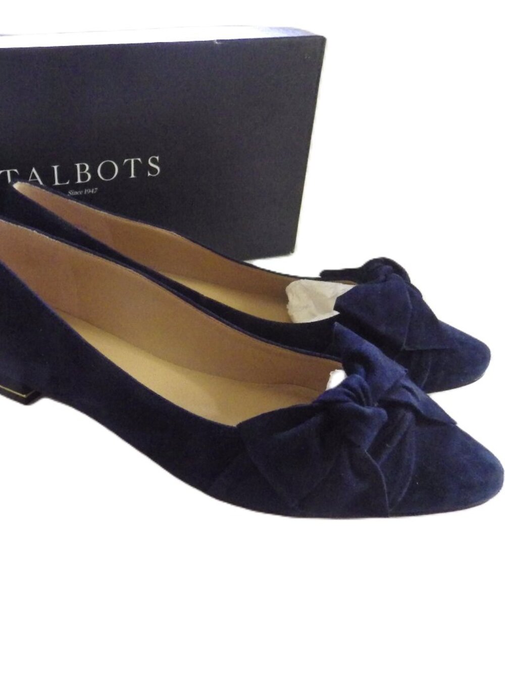 Talbots Navy Blue Suede Flats/ Edison Wrap Bow/ Indigo Blue/9N